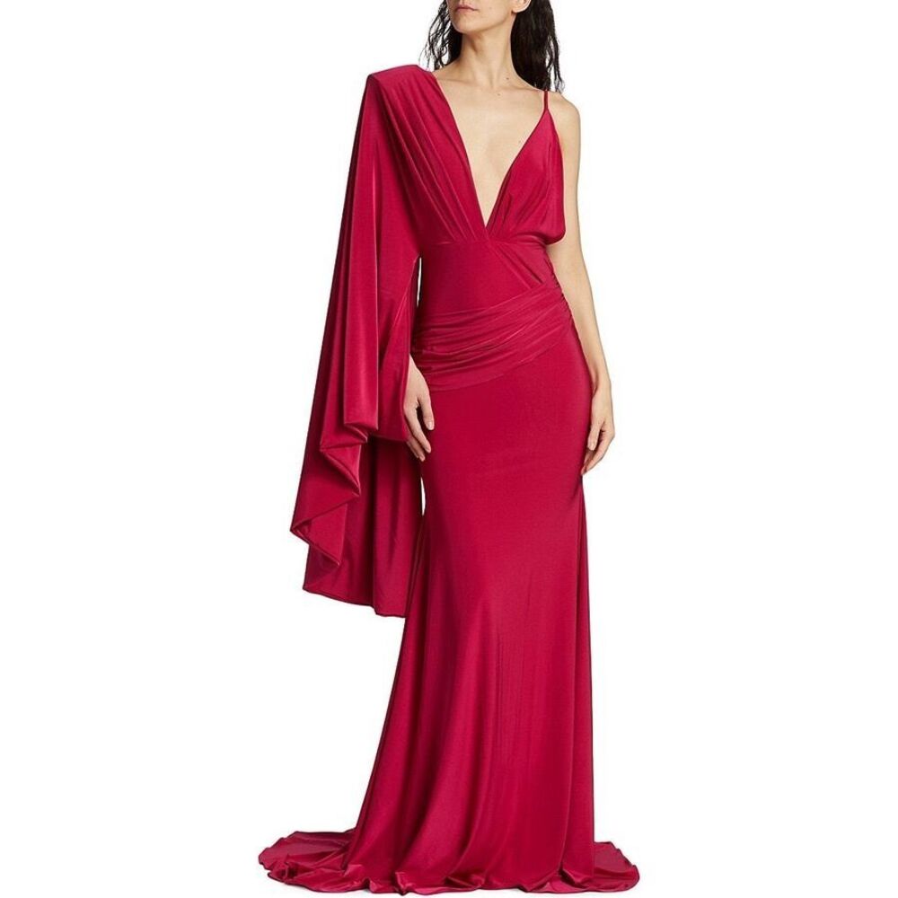 Michael Costello Collection Women's Maverick Draped Cape-Sleeve Gown US 12 $989